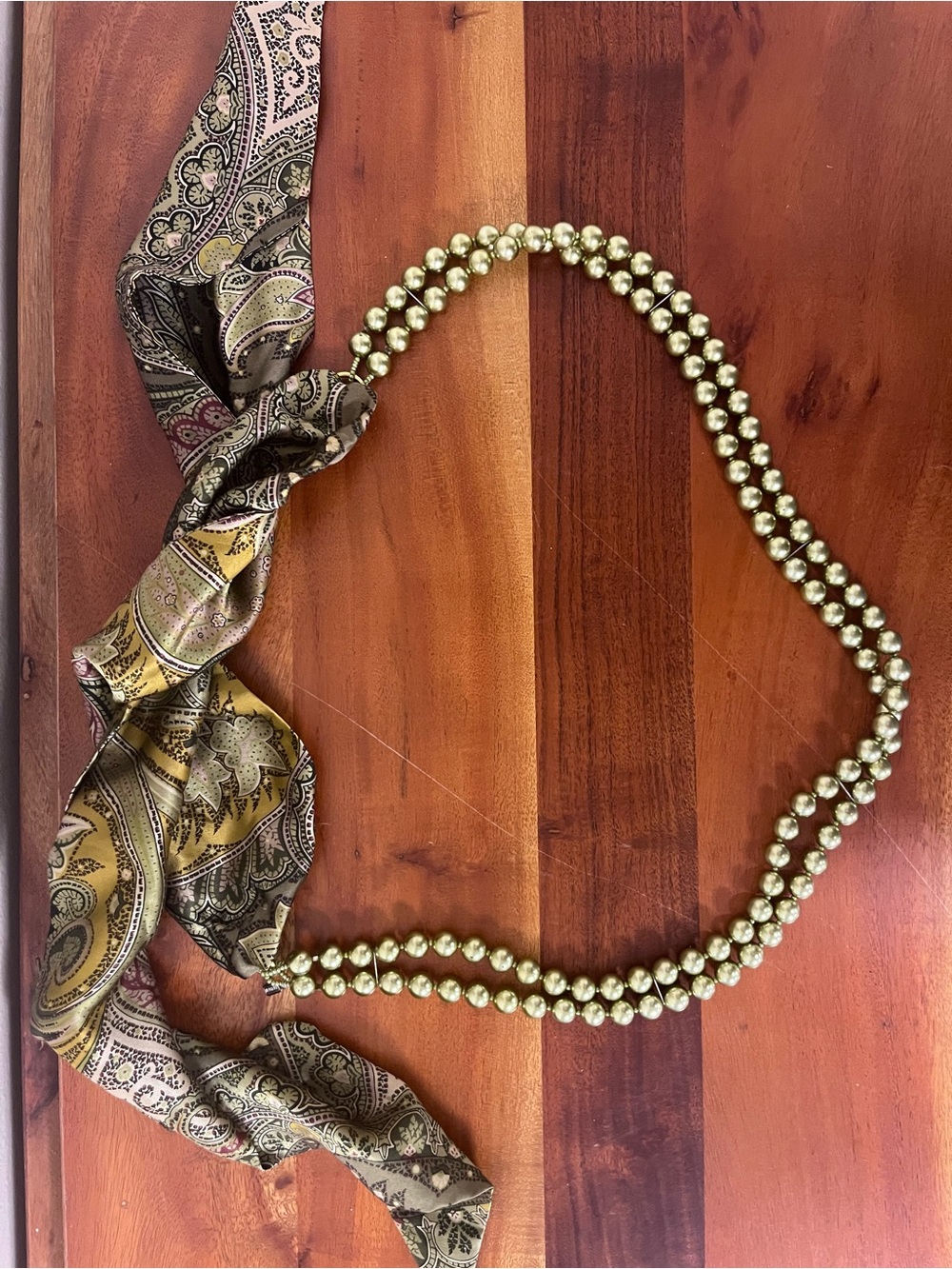 Gold Bead Tie-Scarf Necklace - Women Jewelry